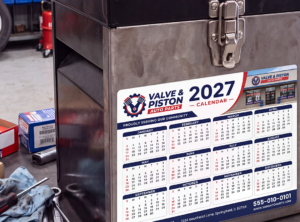 Toolbox with calendar magnet on it.